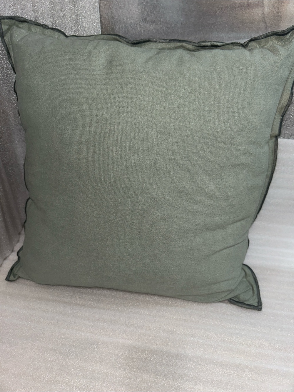 Studio McGee Sage Green Oversized Two Tone Linen Square Throw Pillow